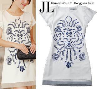 【歐洲站新款女裝2014夏裝韓版修身青花瓷刺繡氣質優(yōu)雅雪紡連衣】價格_廠家_圖片 -